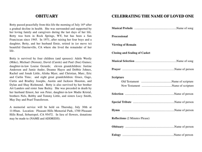 Blank Funeral Program Template - The Funeral Program Site