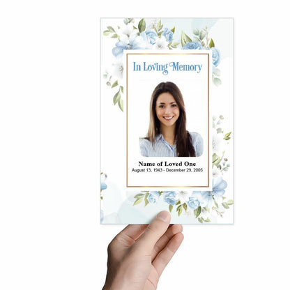 Blue Blossom Watercolor Funeral Program Template - The Funeral Program Site