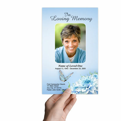 Blue Florals Funeral Program Template - The Funeral Program Site