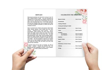 Blush Watercolor Funeral Program Template - The Funeral Program Site