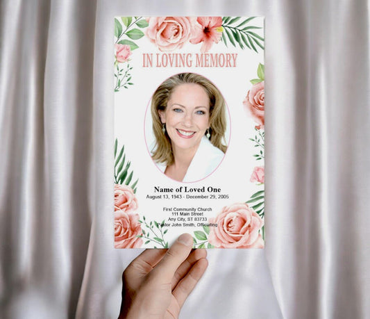Blush Watercolor Funeral Program Template - The Funeral Program Site