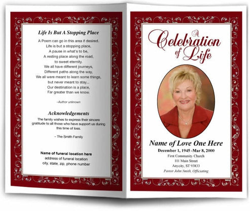 Borderline Funeral Program Template - Celebrate Prints