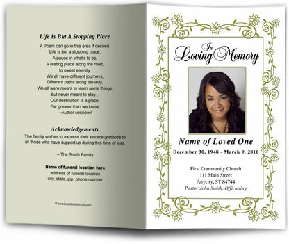 Branches Funeral Program Template - The Funeral Program Site