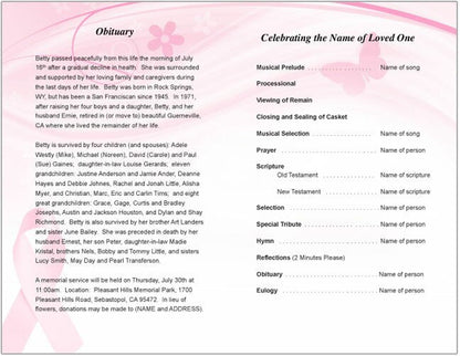 Breast Cancer Awareness Funeral Program Template - The Funeral Program Site