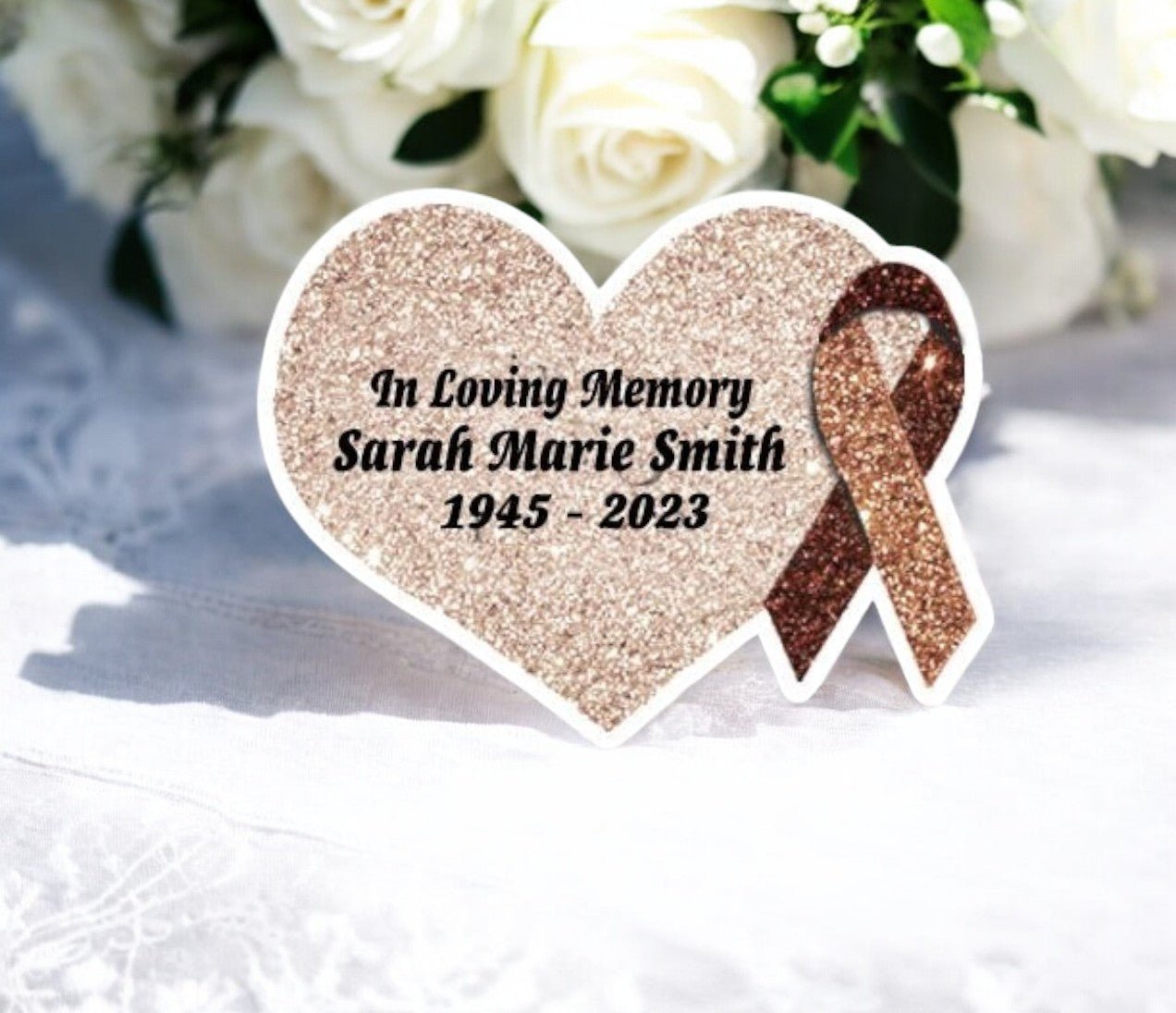 Brown Cancer Ribbon Heart Pin - Pack of 10 - Celebrate Prints