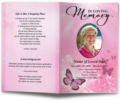 Butterfly Funeral Program Template - The Funeral Program Site