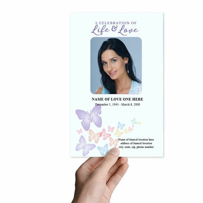 Butterfly Fusion Watercolor Funeral Program Template - The Funeral Program Site