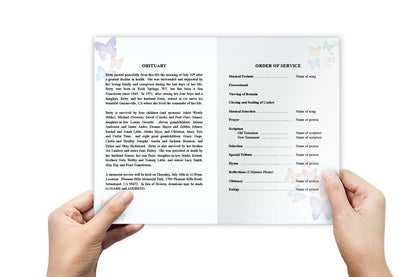 Butterfly Fusion Watercolor Funeral Program Template - The Funeral Program Site