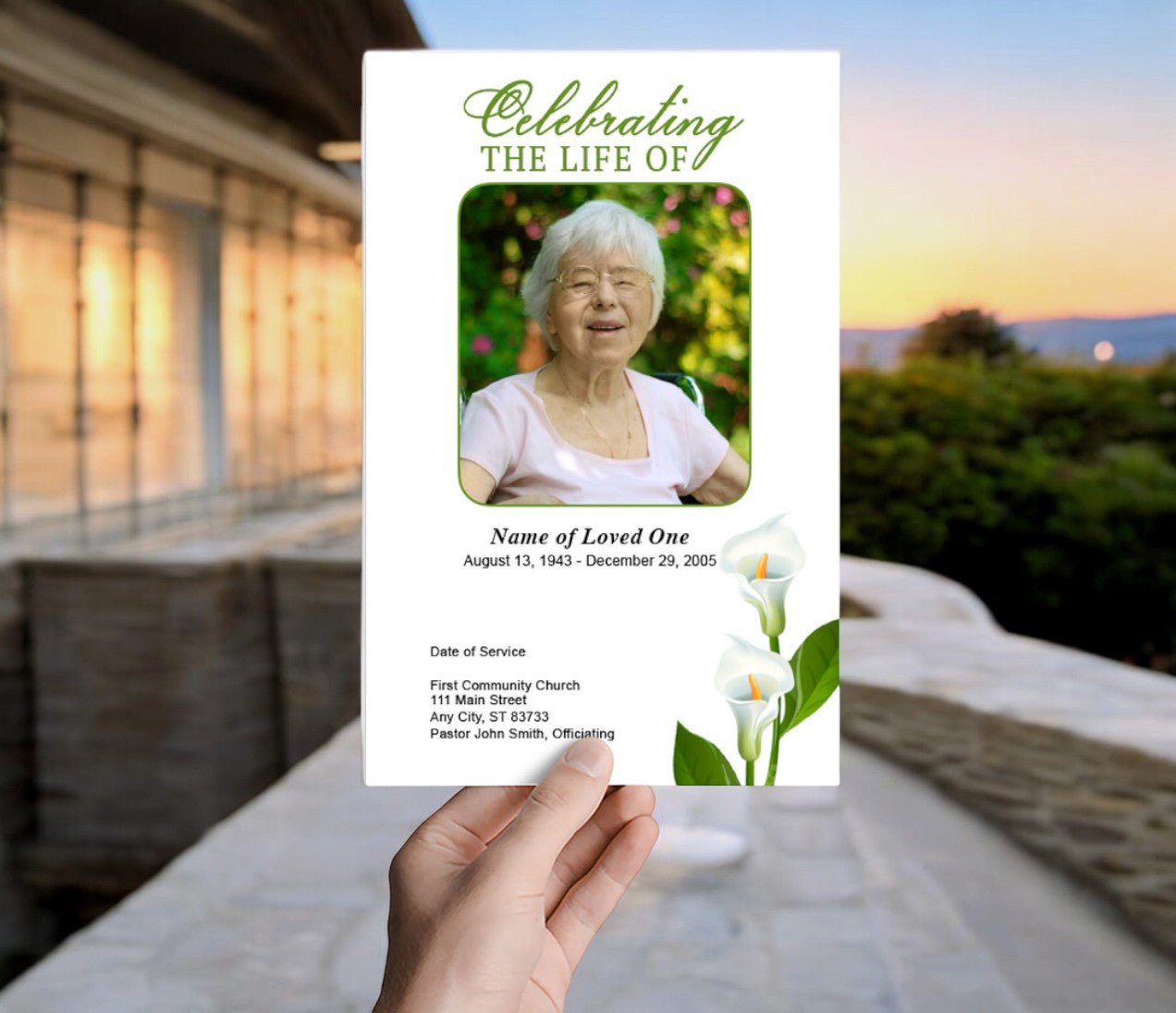 Calle Lily Funeral Program Template - The Funeral Program Site