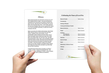 Calle Lily Funeral Program Template - The Funeral Program Site