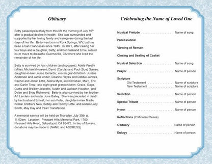 Cambria Funeral Program Template - The Funeral Program Site
