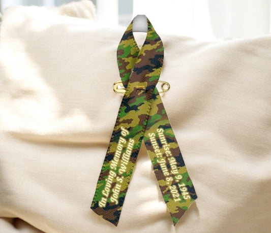 Camouflage Awareness Ribbon Memorial Personalized - Pack of 10 - Celebrate Prints