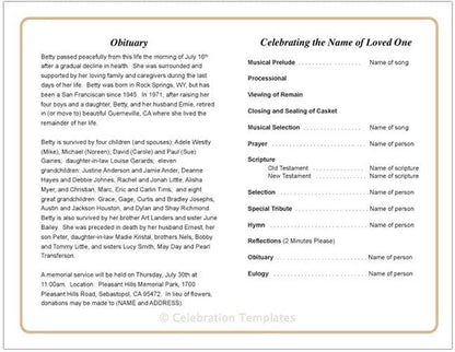 Caramel Funeral Program Template - The Funeral Program Site