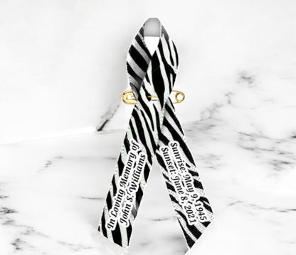 Carcinoid Cancer Ribbon Personalized (Zebra) - Pack of 10 - Celebrate Prints