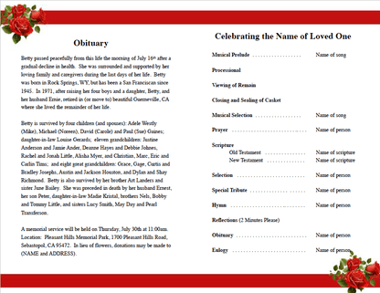 Cardinal Ribbon Funeral Program Template - The Funeral Program Site