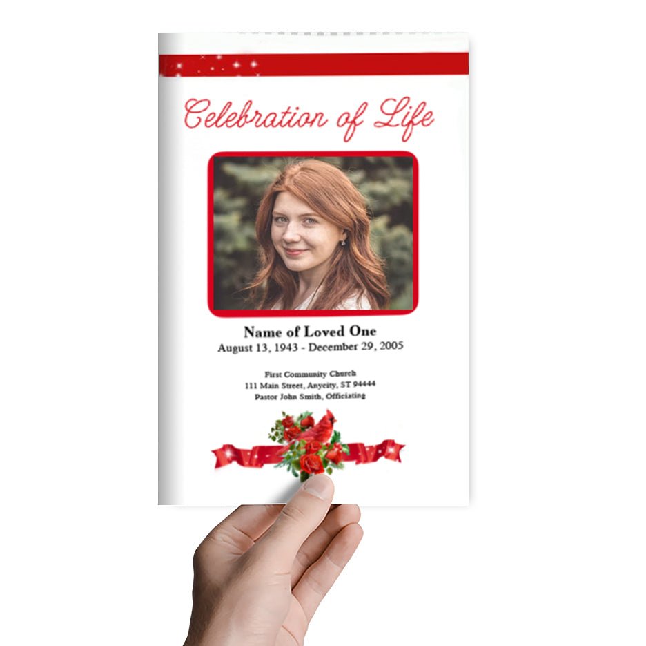 Cardinal Ribbon Funeral Program Template - The Funeral Program Site