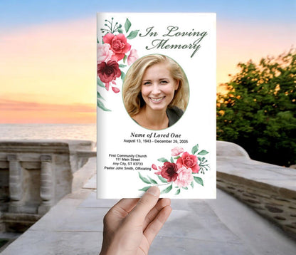 Carrara Watercolor Funeral Program Template - The Funeral Program Site