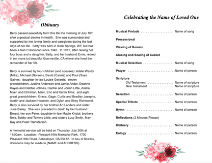 Carrara Watercolor Funeral Program Template - The Funeral Program Site
