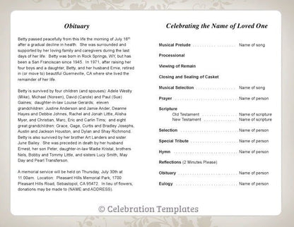 Ceasar Funeral Program Template - The Funeral Program Site