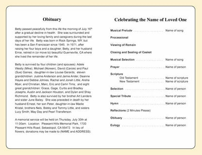 Celebration of Life Funeral Program Template - The Funeral Program Site