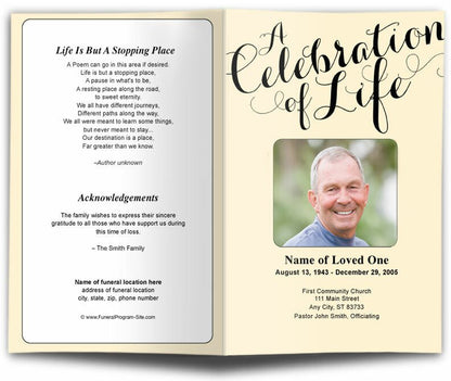 Celebration of Life Funeral Program Template - The Funeral Program Site