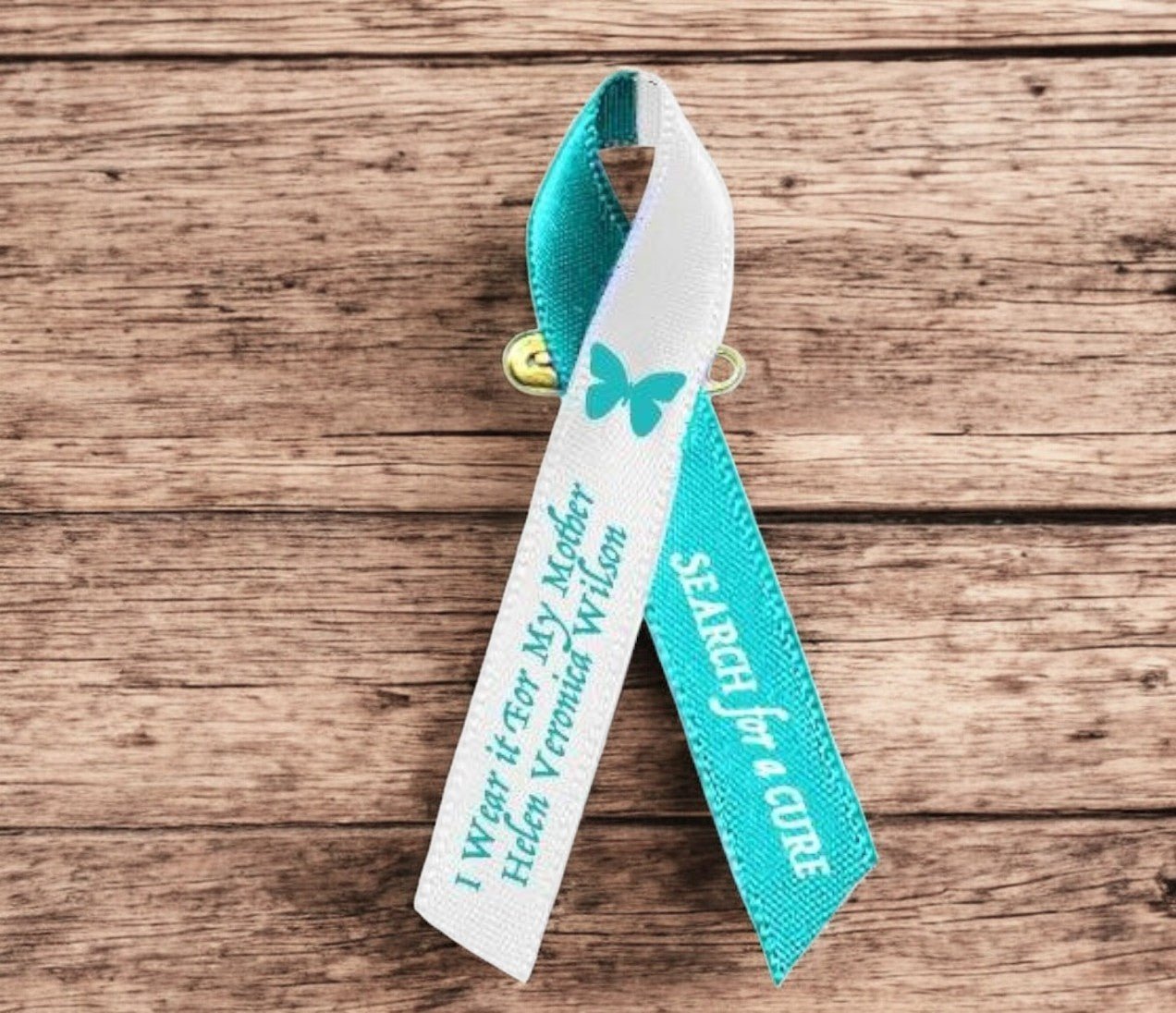 Cervical Cancer Ribbon Personalized (Teal - White) Pack of 10 - Celebrate Prints