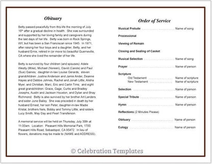 Cherish Funeral Program Template - The Funeral Program Site