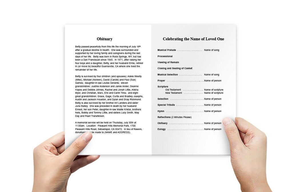 Chic Floral Lines Funeral Program Template - The Funeral Program Site