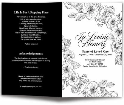 Chic Floral Lines Funeral Program Template - The Funeral Program Site