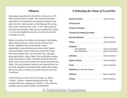 Christie Funeral Program Template - The Funeral Program Site