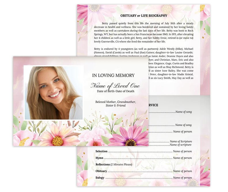 Chrysanthenym Greeting Card Style Google Docs Funeral Program Template - The Funeral Program Site