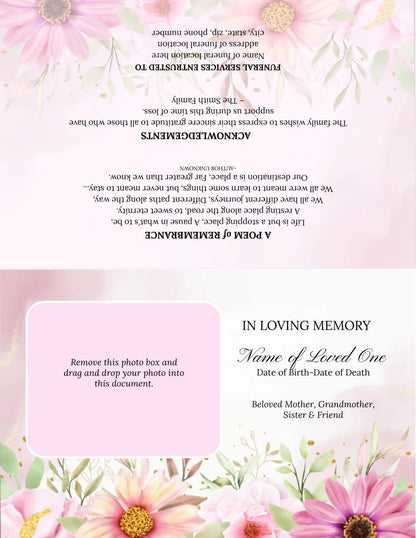 Chrysanthenym Greeting Card Style Google Docs Funeral Program Template - The Funeral Program Site