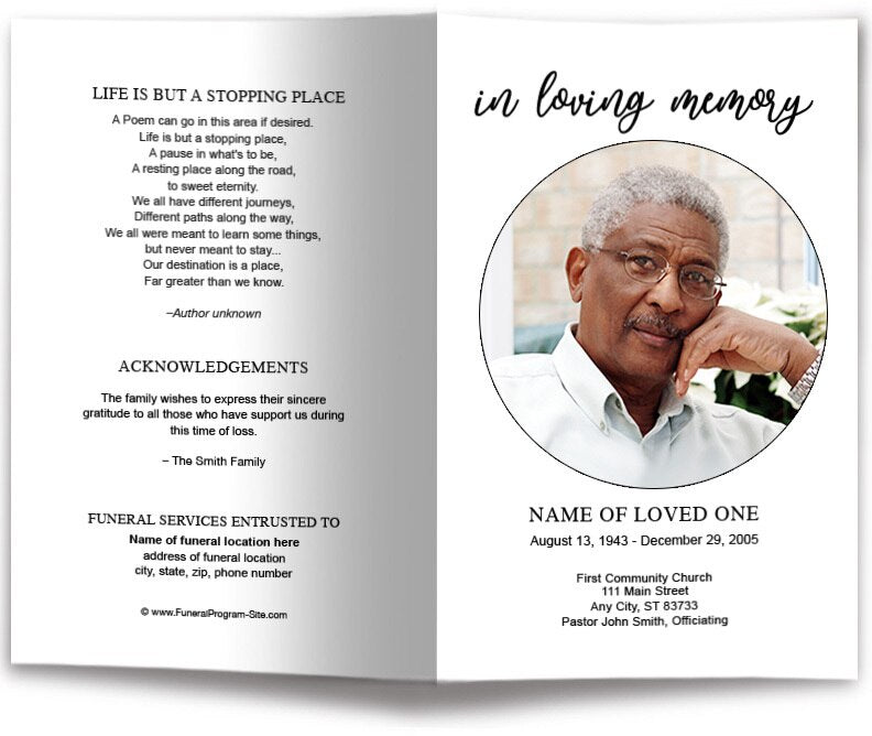 Circle Funeral Program Template - The Funeral Program Site