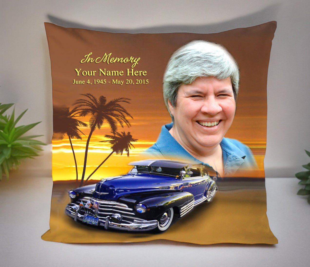 Classic Car In Loving Memory Memorial Pillow - Celebrate Prints