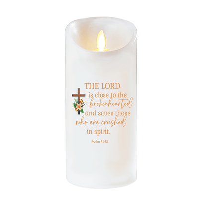 Close To Brokenhearted Bible Verse Dancing Wick Candle - Celebrate Prints