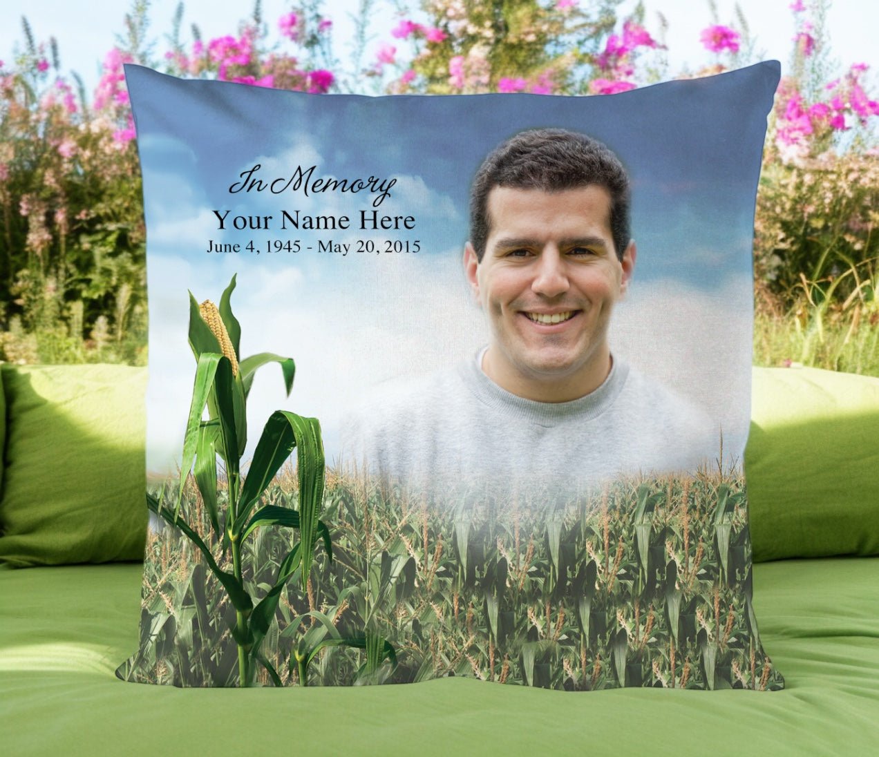 Cornfield In Loving Memory Memorial Pillow - Celebrate Prints