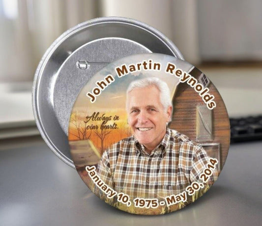 Country Barn Memorial Button Pin (Pack of 10) - Celebrate Prints