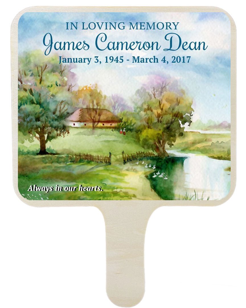 Countryside All-In-One Memorial Hand Fan (Pack of 10) - Celebrate Prints