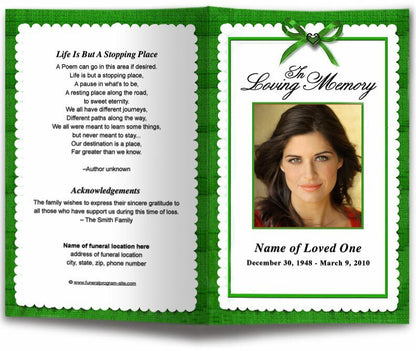 Crimson Funeral Program Template - The Funeral Program Site