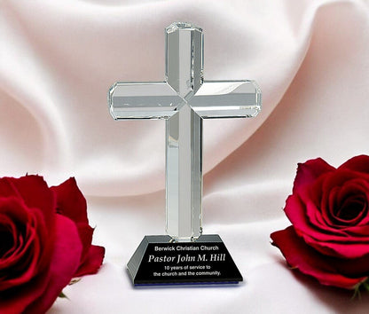 Crystal Cross on Black Pedestal Base - Celebrate Prints