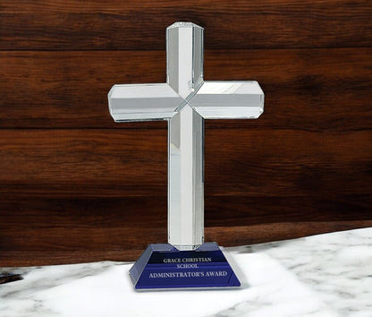 Crystal Cross on Black Pedestal Base - Celebrate Prints