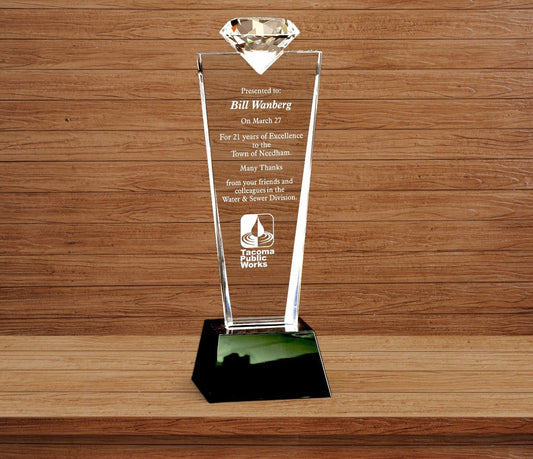 Crystal Diamond Top Award on Black Pedestal Base - Celebrate Prints