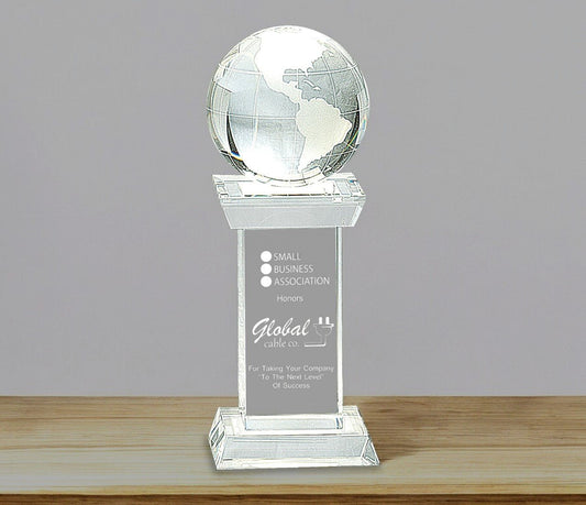 Crystal Globe on Clear Tower - Celebrate Prints