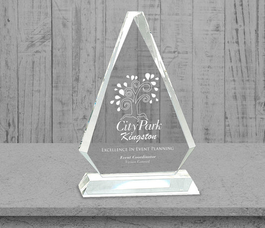 Crystal Triangle on Clear Pedestal Base - Celebrate Prints