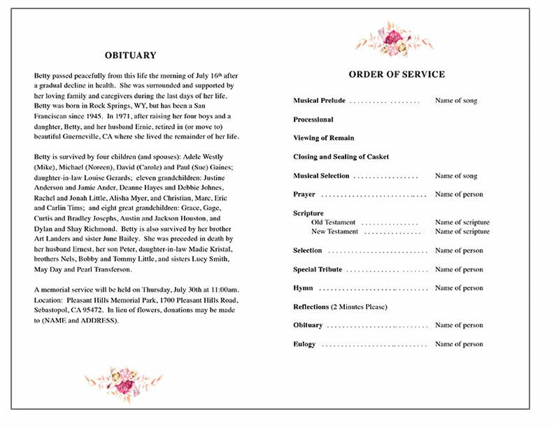 Crystal Watercolor Funeral Program Template - The Funeral Program Site