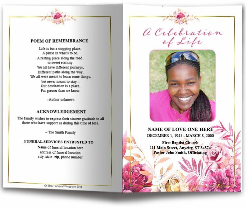 Crystal Watercolor Funeral Program Template - The Funeral Program Site