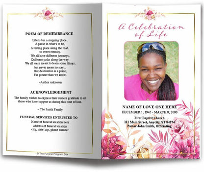 Crystal Watercolor Funeral Program Template - The Funeral Program Site
