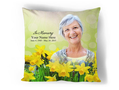 Daffodils In Loving Memory Memorial Pillow - Celebrate Prints