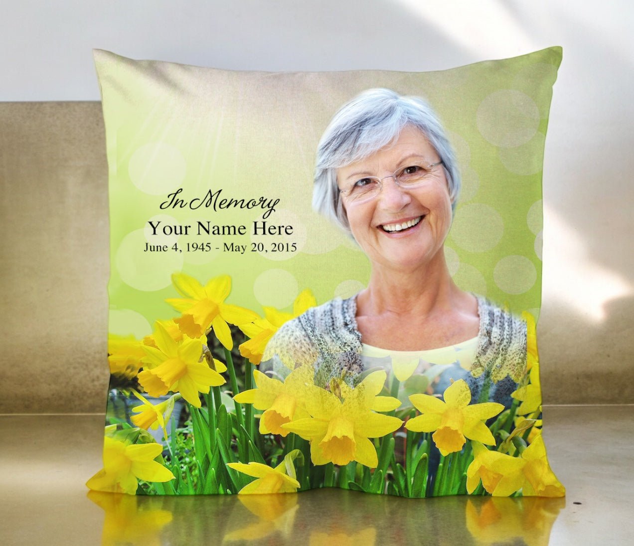 Daffodils In Loving Memory Memorial Pillow - Celebrate Prints