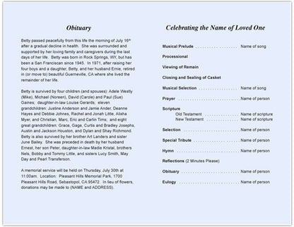 Dallas Funeral Program Template - The Funeral Program Site